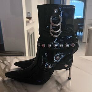 Jeffrey Campbell Black Patent Heeled Boots